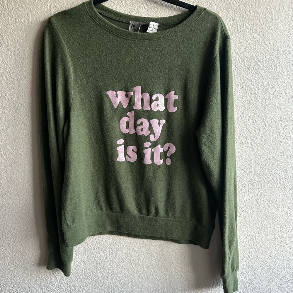 Womens Wildfox What day is it? Pullover Sweatshirt
